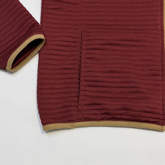 L.L.Bean Jacket Mens Medium Burgundy Hooded Full Zip Slightly Fitted Polyester - Picture 4 of 9